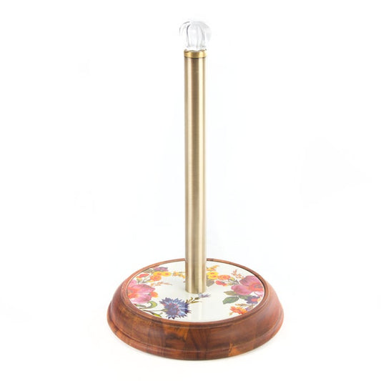 White Flower Market Wood Paper Towel Holder