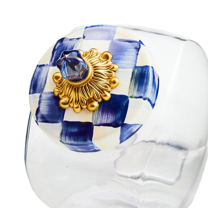 Cookie Jar with Royal Check Lid