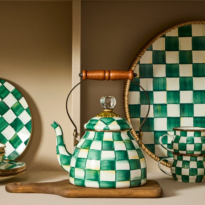 Emerald Check 2 Quart Tea Kettle