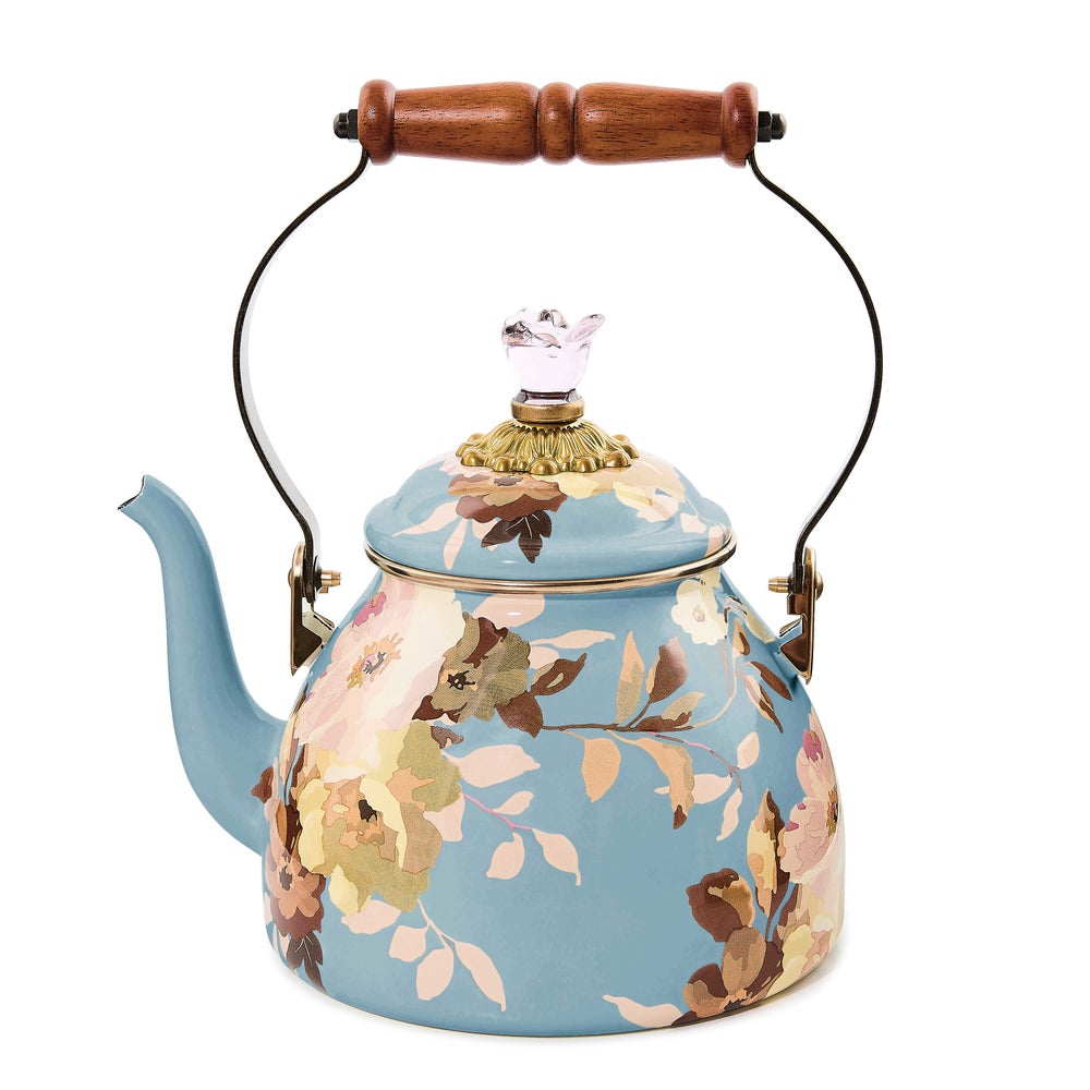 Wild Rose Slate 2 Quart Tea Kettle