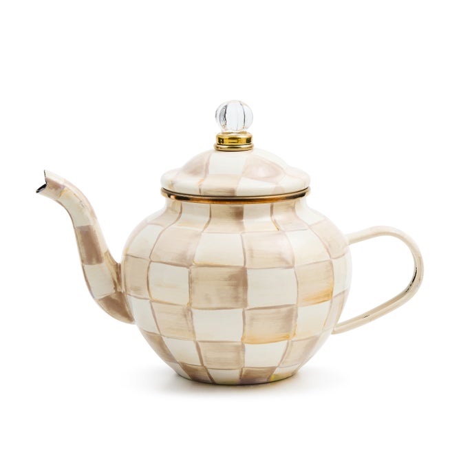 Mocha Check 4 Cup Teapot