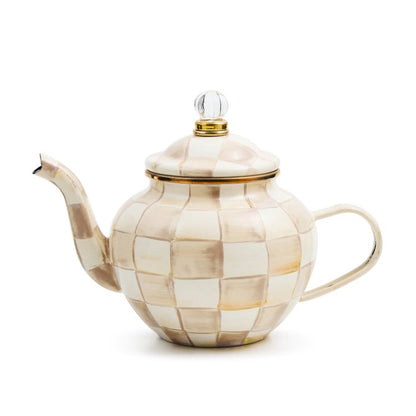 Mocha Check 4 Cup Teapot