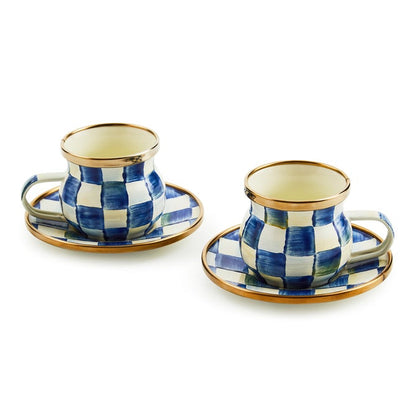 Royal Check Espresso Cup & Saucer Set, Set of 2