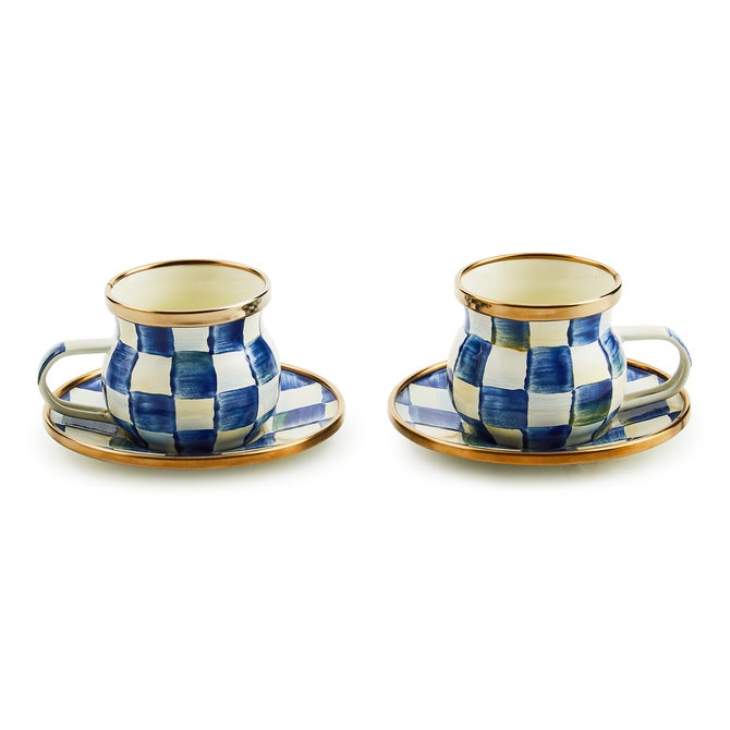 Royal Check Espresso Cup & Saucer Set, Set of 2