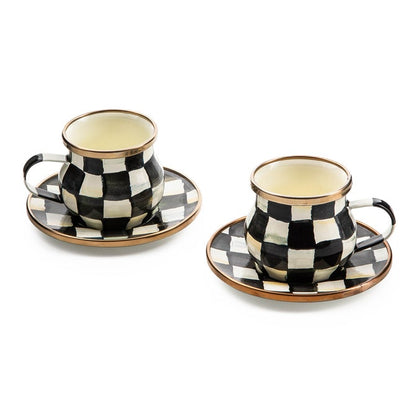 Courtly Check Espresso Cup & Saucer Set, Set of 2