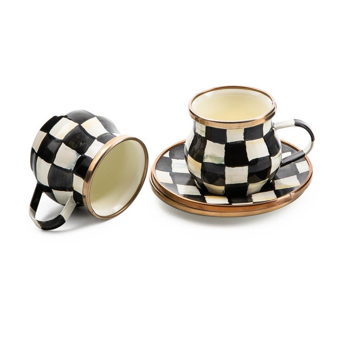 Courtly Check Espresso Cup & Saucer Set, Set of 2