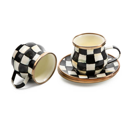 Courtly Check Espresso Cup & Saucer Set, Set of 2