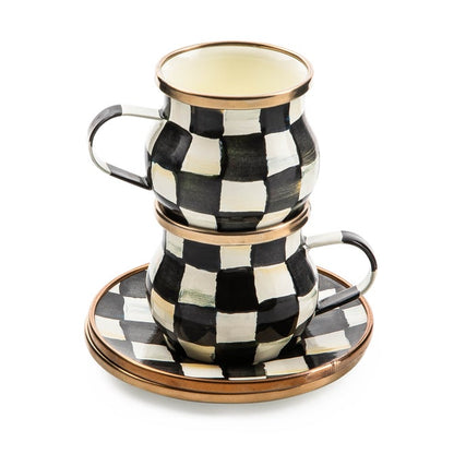 Courtly Check Espresso Cup & Saucer Set, Set of 2