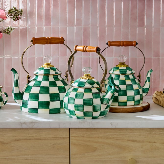 Emerald Check Whistling Tea Kettle