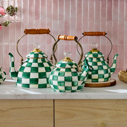 Emerald Check Whistling Tea Kettle