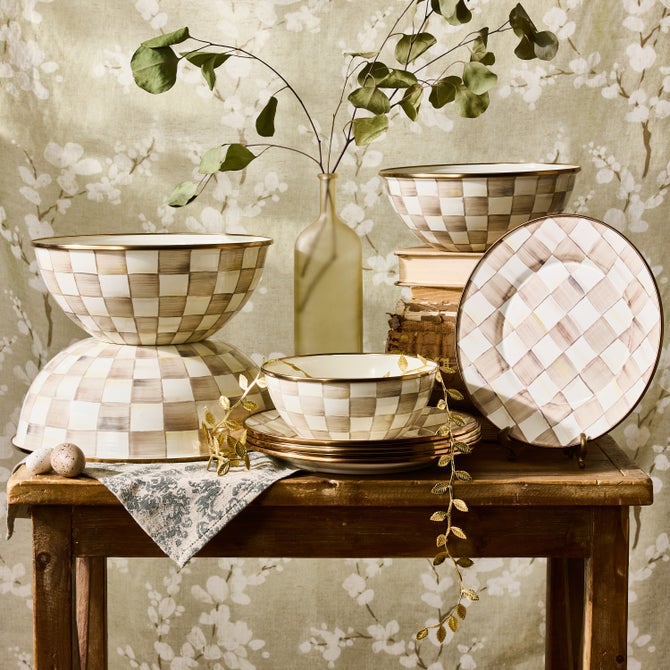 Mocha Check Everyday Bowl