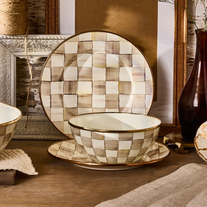 Mocha Check Everyday Bowl