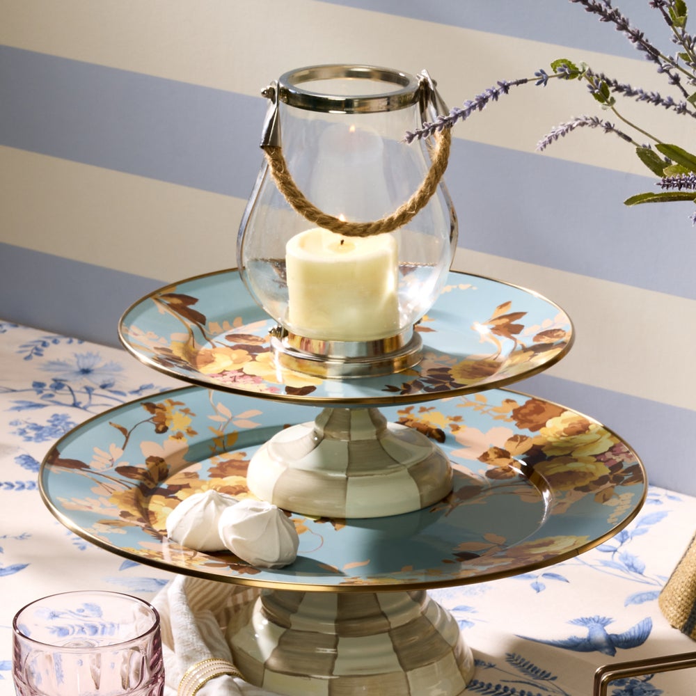 Wild Rose Slate Small Pedestal Platter