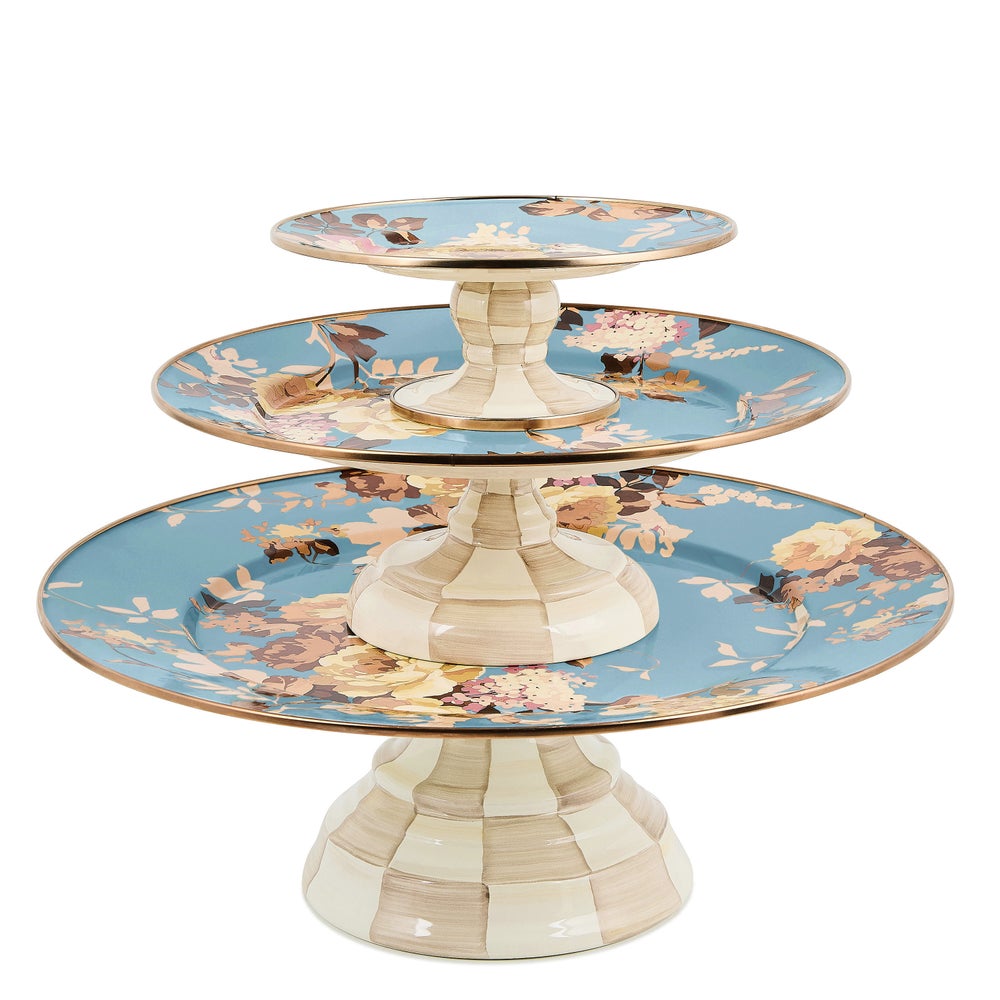 Wild Rose Slate Small Pedestal Platter