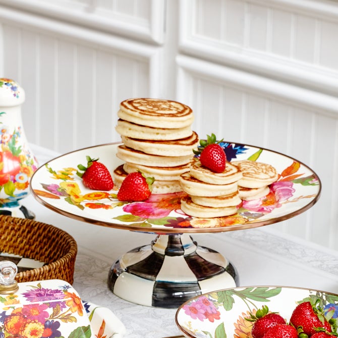 White Flower Market Small Pedestal Platter