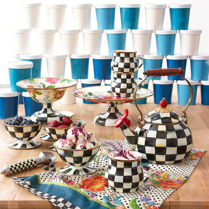 White Flower Market Small Pedestal Platter