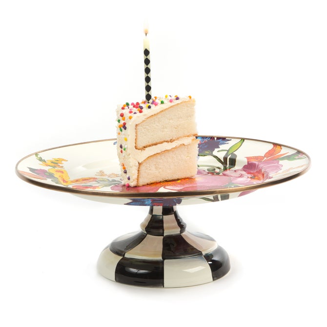 White Flower Market Small Pedestal Platter