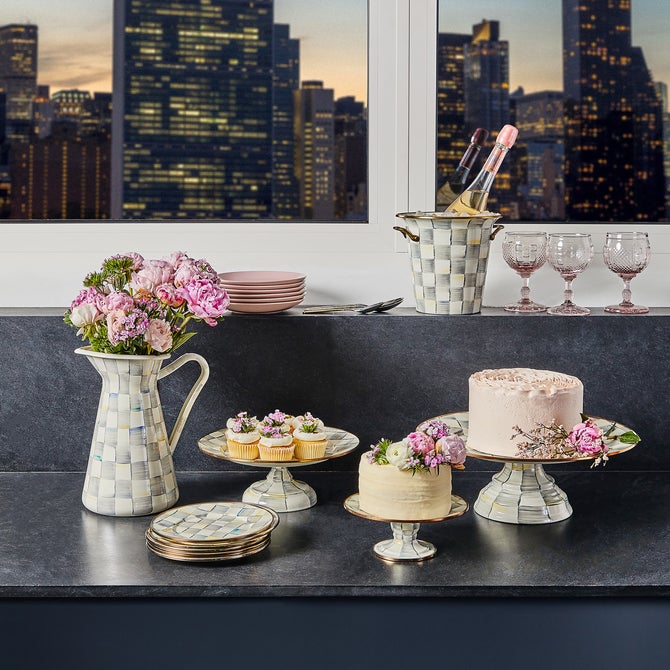 Sterling Check Mini Pedestal Platter