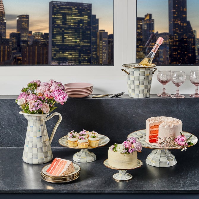 Sterling Check Mini Pedestal Platter