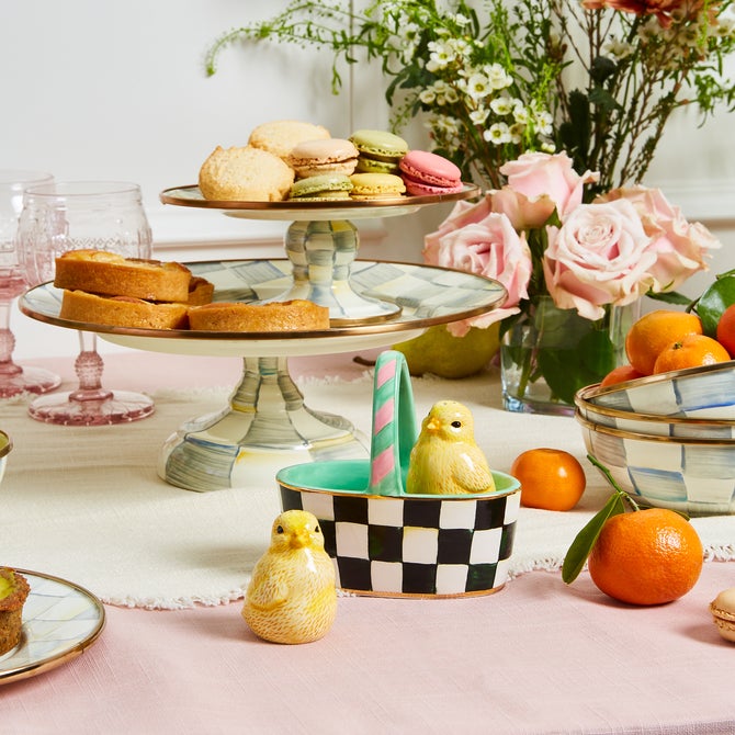 Sterling Check Mini Pedestal Platter