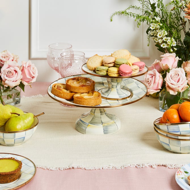 Sterling Check Mini Pedestal Platter