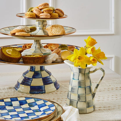 Sterling Check Mini Pedestal Platter