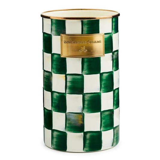 Emerald Check Utensil Holder