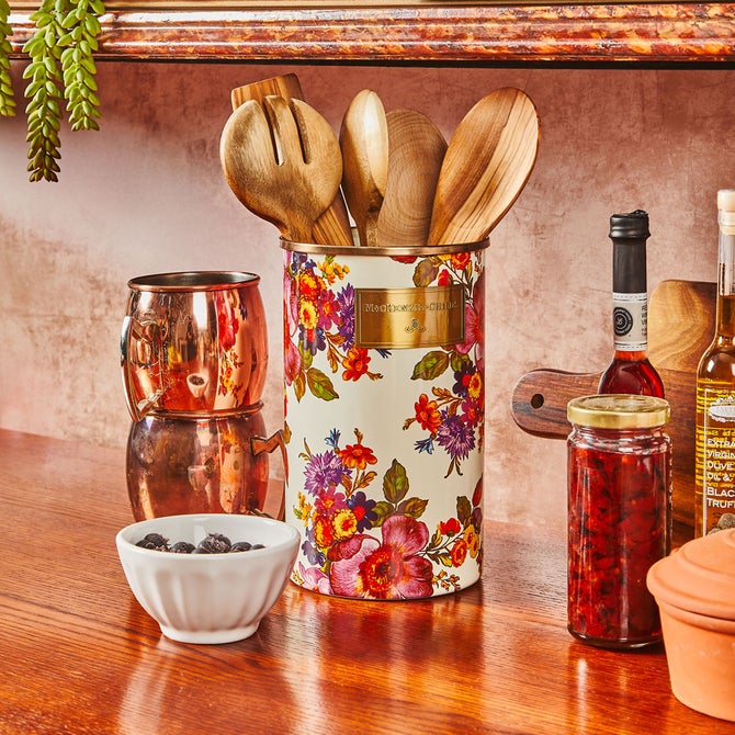 White Flower Market Utensil Holder