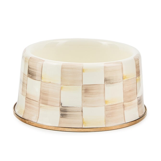 Mocha Check Medium Pet Dish