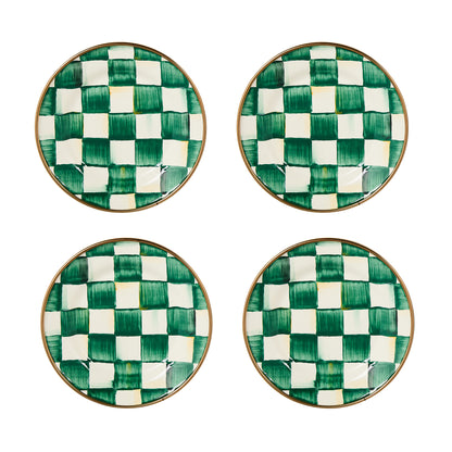 Emerald Check Appetizer Plates, Set of 4