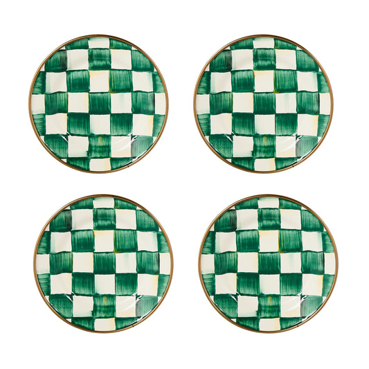 Emerald Check Appetizer Plates, Set of 4