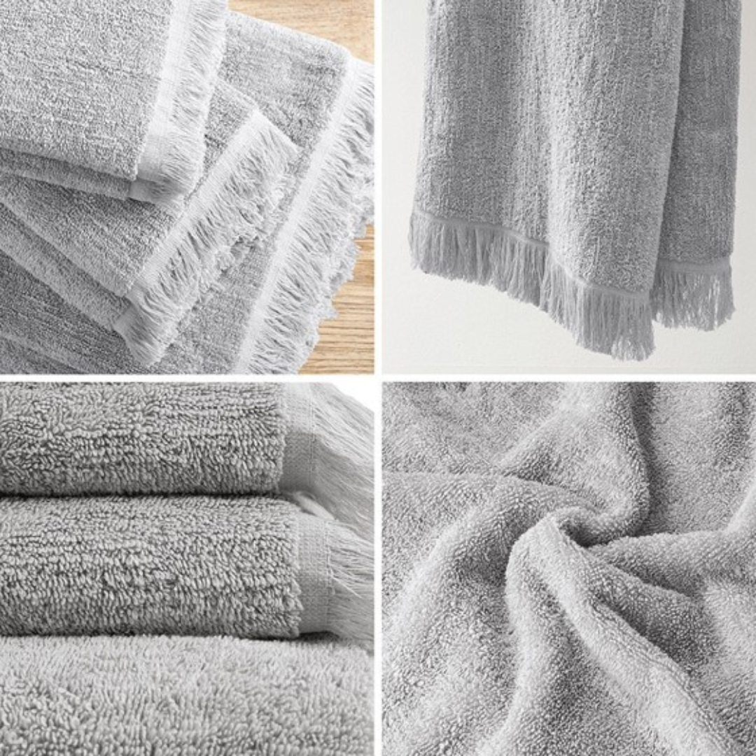 Nova Cotton Dobby Slub 6 Piece Towel Set - Grey