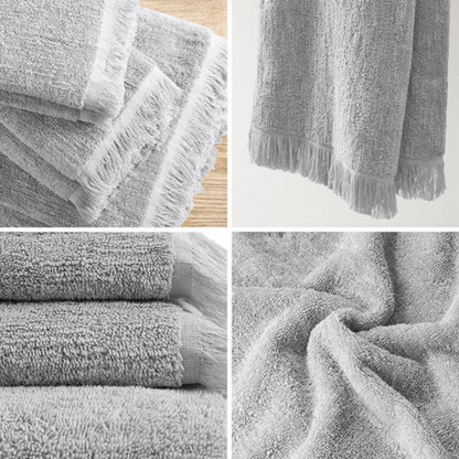 Nova Cotton Dobby Slub 6 Piece Towel Set - Grey