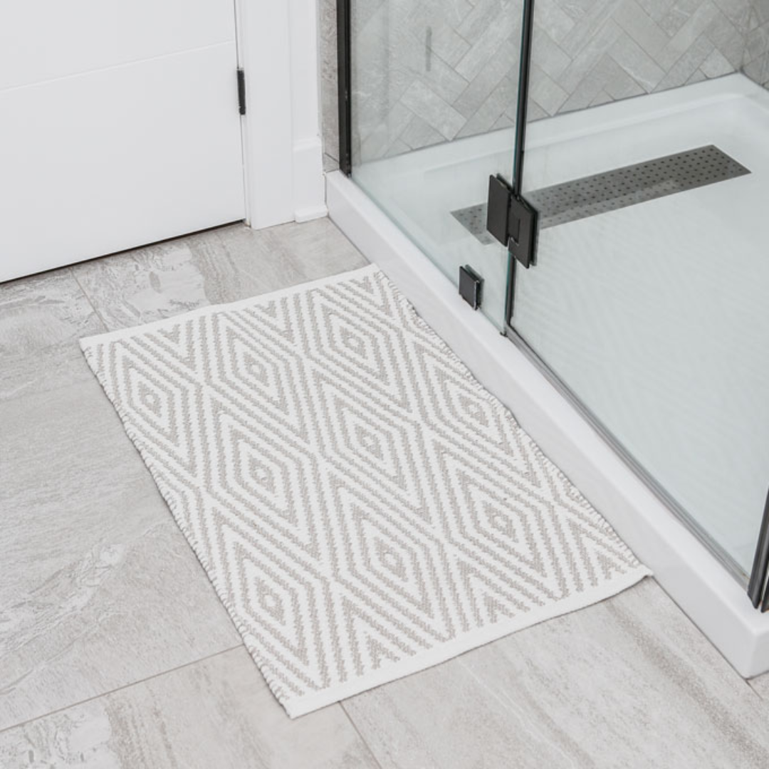 Oxford Bath Mat Cotton Grey/White 20" x 32" Gsm 1720