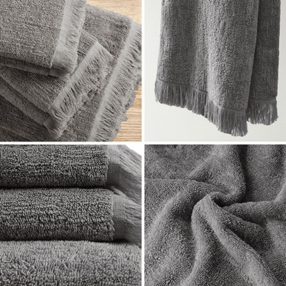 Nova Cotton Dobby Slub 6 Piece Towel Set - Charcoal