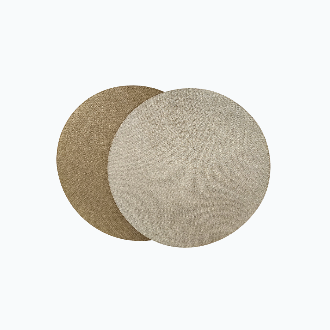 Dubai Reversible Circle Placemat - Linen white / Linen Brown