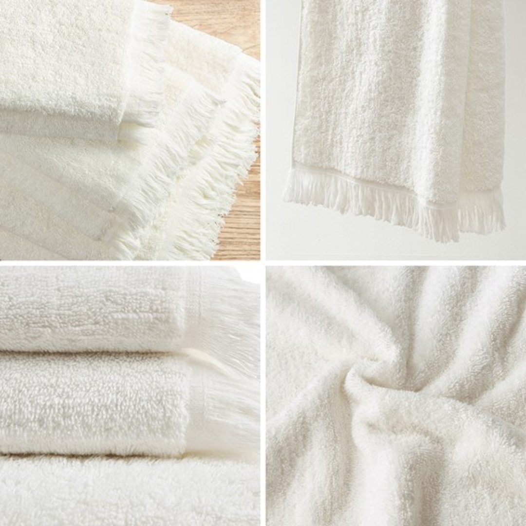 Nova Cotton Dobby Slub 6 Piece Towel Set - Ivory