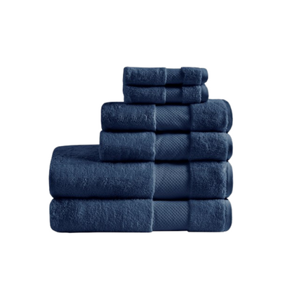 Turkish Cotton 6 Piece Bath Towel Set - Navy