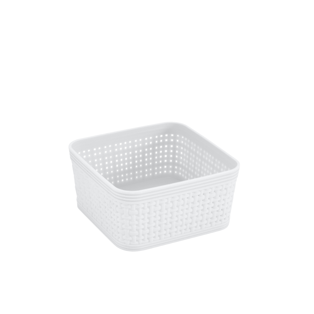 N&T 6pc Weave Organizer Basket Set Plastic White