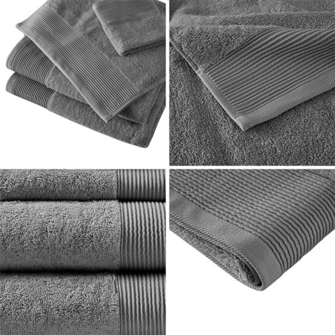 Nuage Cotton Tencel Blend Antimicrobial 6 Piece Towel Set - Charcoal