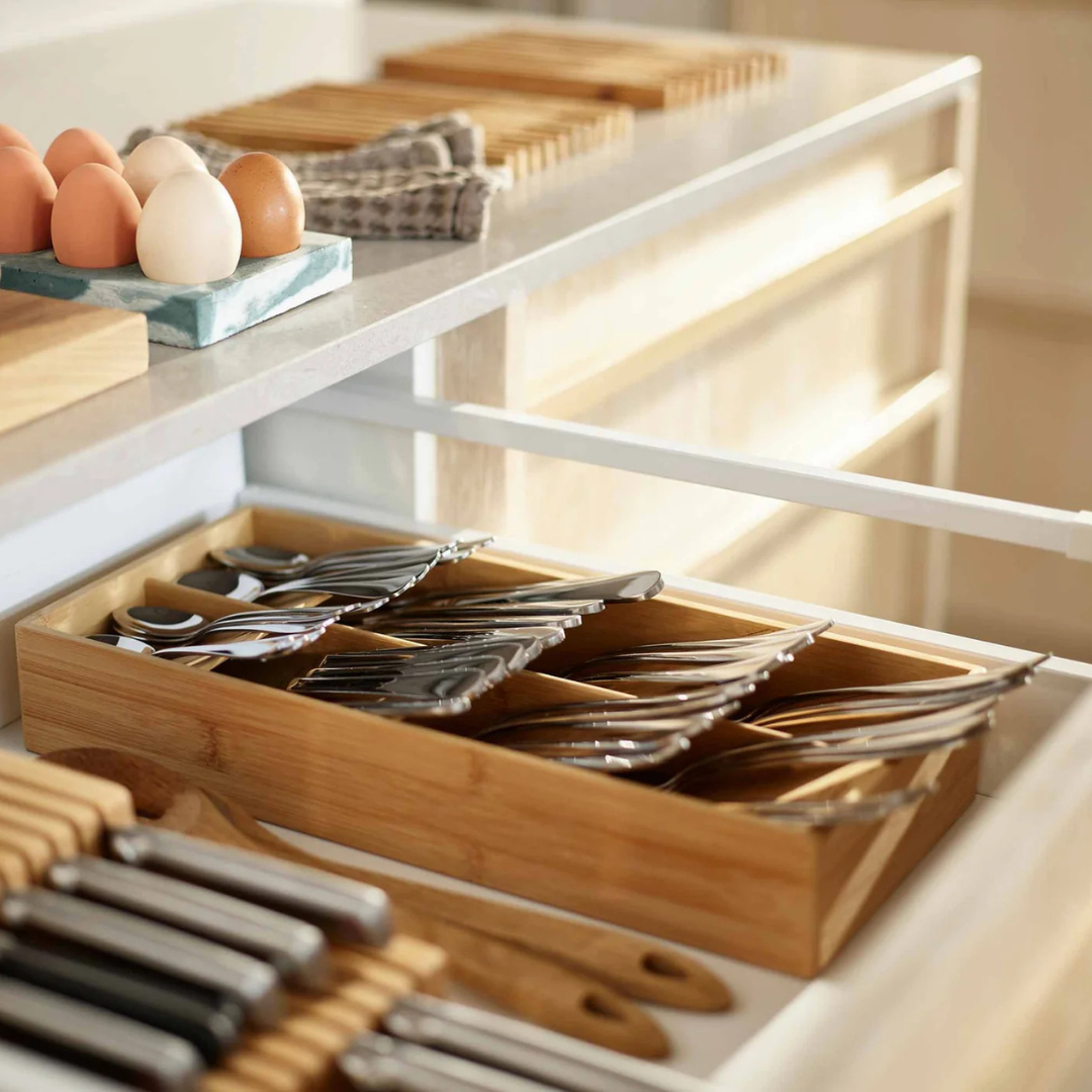 DrawerStore™ Bamboo Large Cutlery Organiser