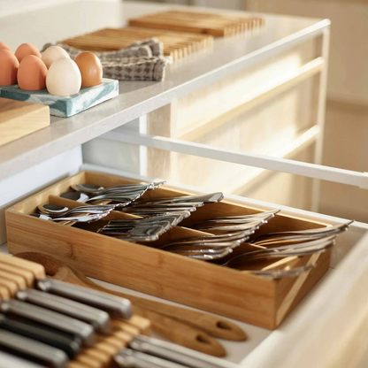 DrawerStore™ Bamboo Large Cutlery Organiser