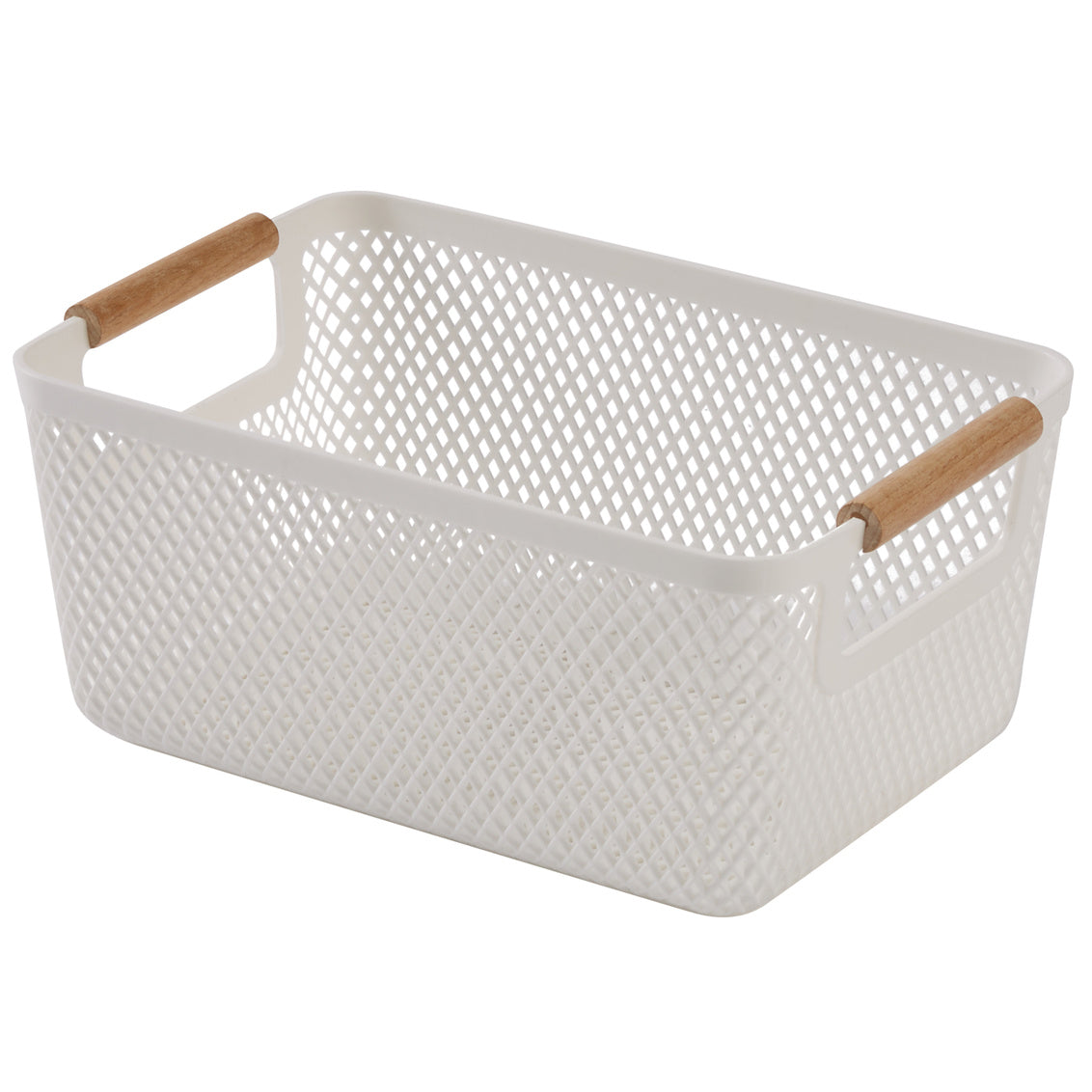 N&T Malla PP Basket with Wooden Handle White Small