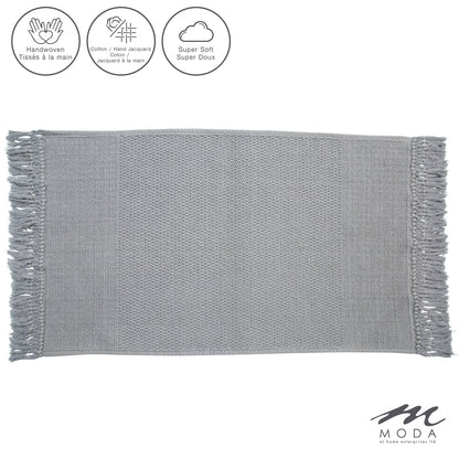 Carlaw Bath Mat Tasseled 100% Cotton Light Grey 21"X 34"