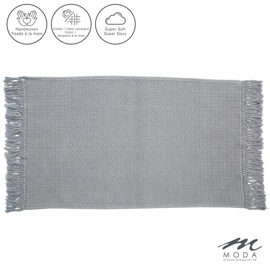 Carlaw Bath Mat Tasseled 100% Cotton Light Grey 21"X 34"