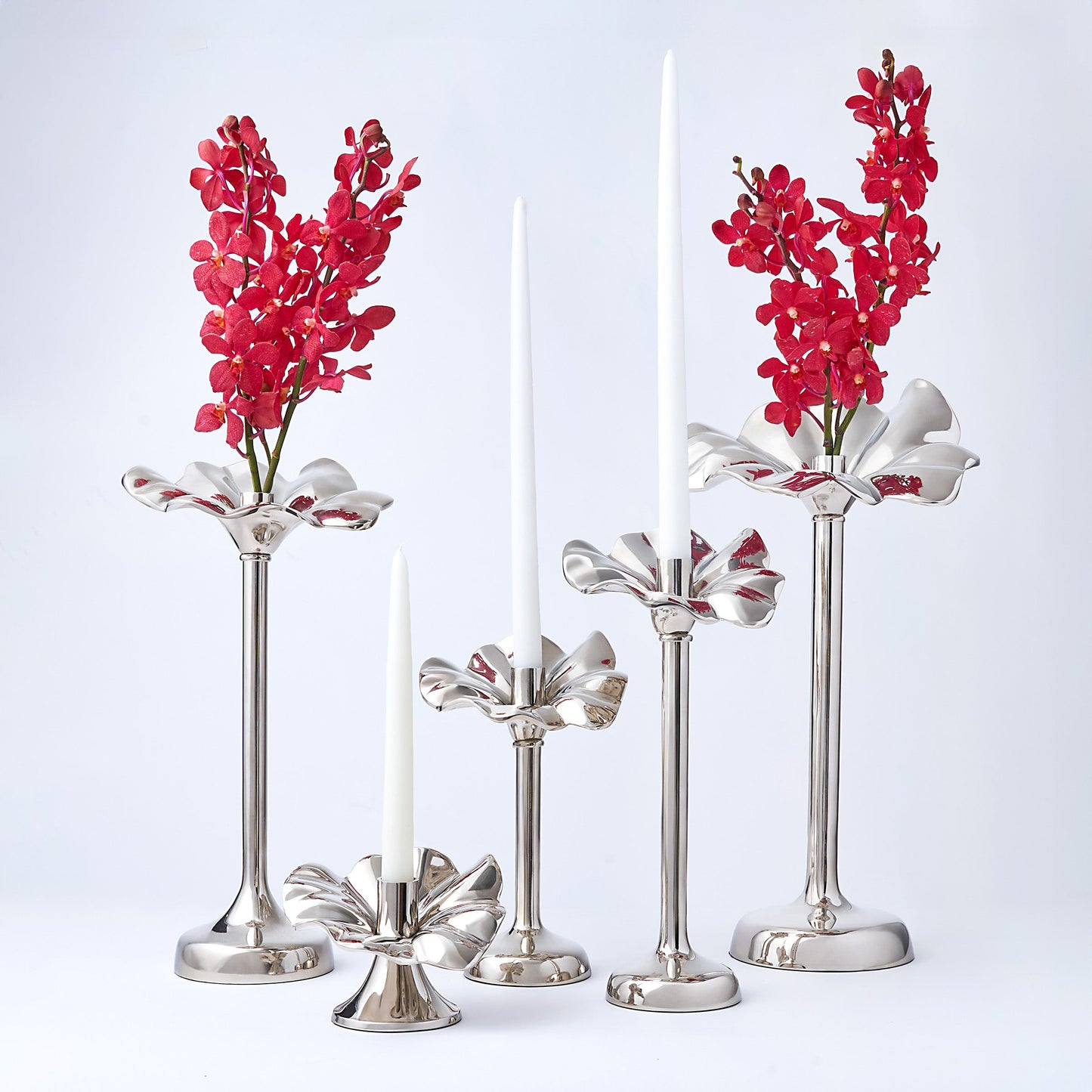 Blossom Platinum Tapered Candle Holder 6"