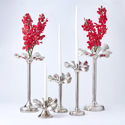 Blossom Platinum Tapered Candle Holder 6"