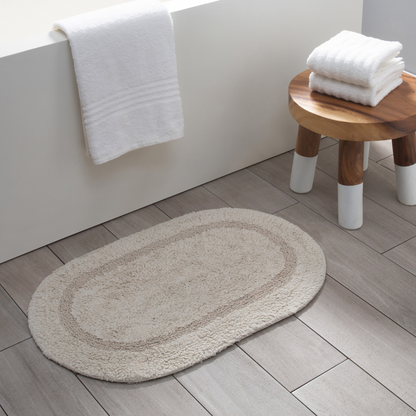 Serene Bath Mat Oval Cotton Reversible Taupe 18" X 28" Gsm 1500