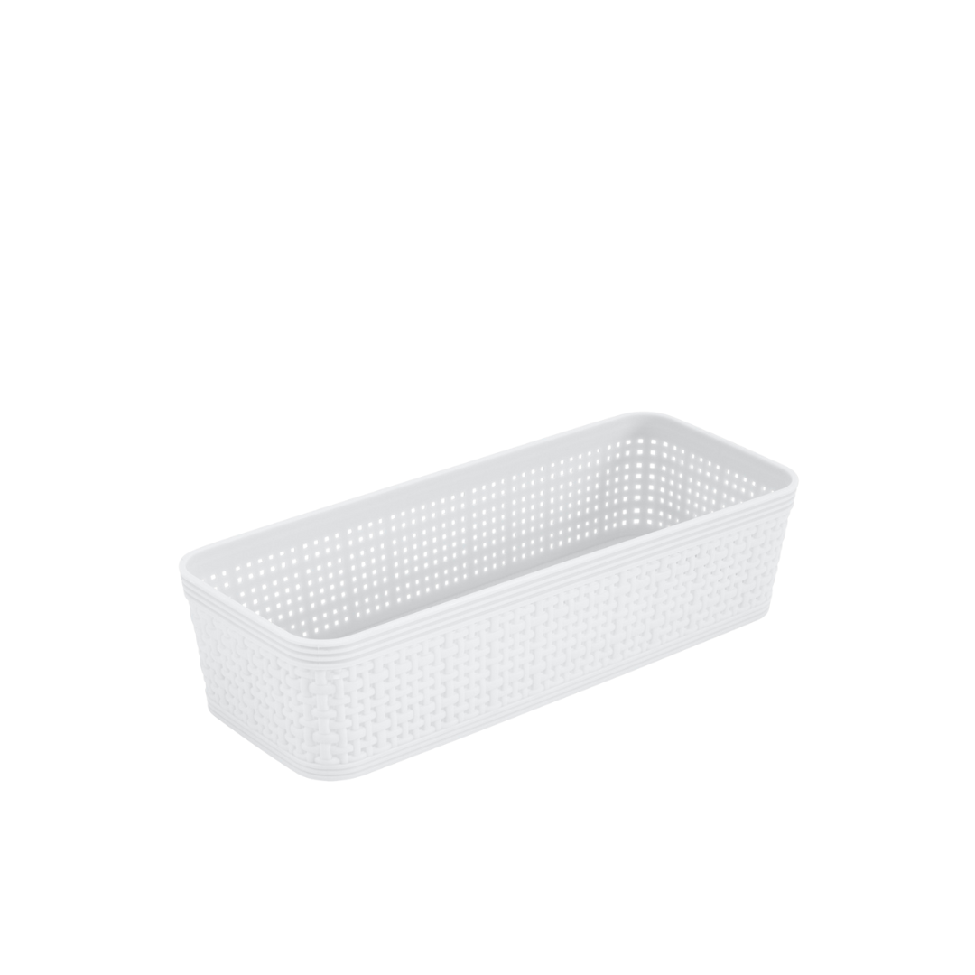 N&T 6pc Weave Organizer Basket Set Plastic White