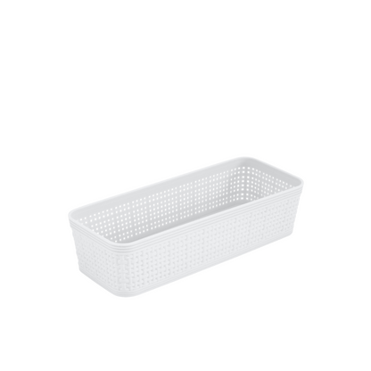 N&T 6pc Weave Organizer Basket Set Plastic White